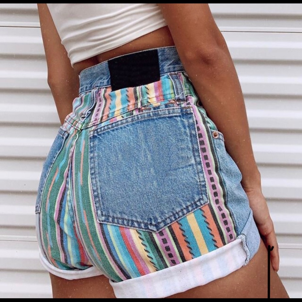 Patterned Jean Shorts